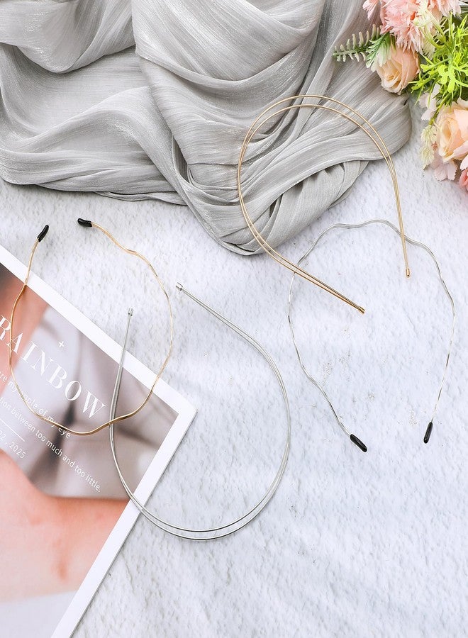 DOPENSPI 4 Pcs Metal Headbands for Women, Silver Hairband Double Layer Wavy Hair Band Elegant Thin Headpiece Gold Head Bands for Wedding Party Bridal Daily Hair Accessories - Image 5